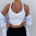 White Fox Boutique White Fox Athletics Size M White Ribbed Tank Top‎ WFA Embroidered Sporty Casual Photo 0