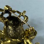 Frog Pin Brooch Gold Tone Metal Green Rhinestones Fashion Jewelry Photo 7