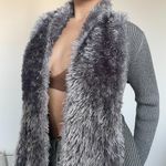 Sparkly silver grey faux fur cardigan Gray Photo 0
