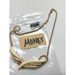 Monet Vintage  Gold-Tone & Cream Enamel Winged Necklace Photo 4