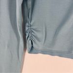 Tart  Light Blue Soft‎ Stretch Modal Ruched V-Neck Long Sleeve Cropped Blouse L Photo 3
