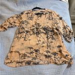 Pink and Black Sheer Blouse with Floral Print Size L Photo 2
