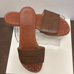 Abound  Brown Leather Slide Sandals Minimalist Design Photo 0