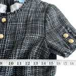 Draper James  Black Blue Tweed Short Sleeve Gold Button Top Size 4 Photo 6