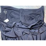 Athleta  Black Tankini Swim Top Ruched Adjustable Blousy Modest Underwire 34DD/D Photo 9