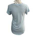 Style & Co Petite Small Top Cap Sleeve V-Neck Burnout Fabric Hi-Low Hem Blue New Photo 2