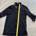Cable & Gauge  /  Womens Button Down Shirt Studded Collar 3/4 sleeve / black Photo 4