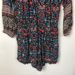 American Eagle Outfitters Blue & Red Floral Long Sleeve Romper L Photo 3