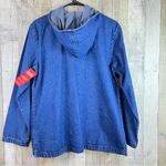 Chic Size Medium Denim Zipper Front Hoodie with Pockets & 3” side slit V… Blue Photo 1