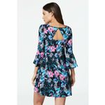 JustFab Womens Dress Size Medium Bell Sleeved Ruffle Black Floral Print Boho NEW Photo 3
