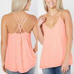 BKE NEW NWT RED BY BUCKLE Strappy Woven Tank Top Solid Pink V-Neck Sleeveless M Photo 1