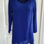 Chico's Tunic Top Long Sleeve Scoop Neck Layered Look Knit Sweater Blue Size 0 Photo 0