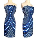 The Limited  Blue Black Art Deco Strapless Art Geo Blouson Mini Dress Size 8 Photo 1
