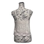 Anthropologie V-Neck Pointelle Sweater Tank Women XS Ivory Pink Boho Cottagecore Photo 4