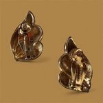 St. John Vintage  Swirl Clip-On Earrings Hammered Gold Classic Statement Holiday Photo 4