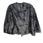 R & M Richards  Womens 24W Silver Black Paisley Brocade Jacket Tie Front 3/4 Sleeve Photo 7