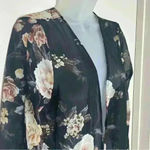 Iris  Sz S Womens Black Sheer Floral Open Front Kimono Side Splits Lace Photo 2