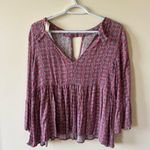 Altar'd State  Burgundy Patterned Blouse Photo 1