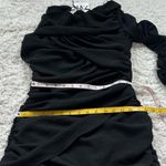 ZARA NWT One Shoulder Long Sleeve Ruched Solid Black Mini Dress Small Stretchy Photo 7