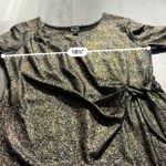Clara Sun Woo Bronze Metallic Sparkle Long Sleeve Gathered Tie Side Top Sz XL Brown Photo 5