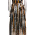 Ronny Kobo Brown Black Tiger Striped V Neck Maxi Dress Size Medium Photo 2