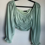 Fiestar Elegant Mint Green Ruched Crop Top Photo 0