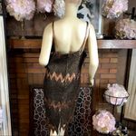 VINTAGE 1980'S KANAR LEATHER AND MESH SHARK BITE HEM COCKTAIL DRESS & JACKET (M) Brown Size M Photo 6