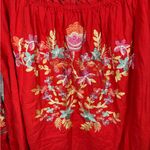 Free People Red Fleur Du Jour off the shoulder embroidered floral dress small Photo 4