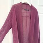 Peruvian Connection Purple Pima Cotton Open Weave Mesh Knit Minimalist Cardigan Photo 4