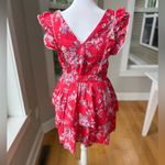 Betsey Johnson Red Floral Seersucker Cotton Bush Garden Flounce Tier Mini Dress Photo 3