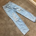 High Waist Ripped Jeans High Rise Loose Pants Mom Jeans Boyfriend Jeans Track Pants Cargo Pants Blue Photo 10