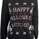 Happy Halloween witches black sloped shoulder sweatshirt top Size M Photo 4