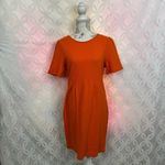 Daniel Cremieux Cremieux‎ Orange Short Sleeve Textured Sheath Dress Size M Photo 2