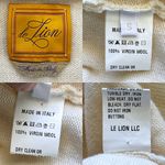 Le Lion Bow Heart Wool Cardigan Pearl Buttons Rhinestone Cream Small EUC Silver Photo 3