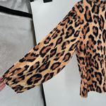 ZARA  Orange Brown Animal Print Long Sleeve Casual Top Women's Medium Photo 2