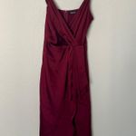 Nasty Gal deep red asymmetrical midi dress Photo 2