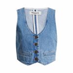 ROLLAS Dallas Women’s Cropped Denim Buttoned Y2K Vest Sz S Blue Photo 7