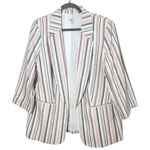 Bar III  Open Front Striped Linen Blend Blazer Size 1X Photo 0