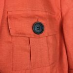 Anne Klein 100% Linen Button Orange Tangerine Utility Short Sleeve Jacket Top 8 Photo 3