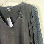 Premise NWT Sheer Pleated Sleeve V-Neck Top Black Size Small S NEW Photo 2