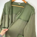 POL Cotton Gauze Open Front Cardigan Jacket Sz Small Olive Army Green Patchwork Photo 2