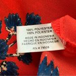 Violet+Claire  Blouse Too Red Blue Floral Split Neck 3/4 Bell Sleeves Medium Photo 9