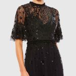 Mac Duggal  9143 Womens Black Embellished Illusion High Neck Mini Dress Photo 2