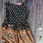 Ultra Pink  Black and Orange Patterned Dress Photo 4
