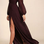 Lulus NWOT  Women's XL Enchant My Love Dark Purple V-Neck Long Sleeve Maxi Dress Photo 0