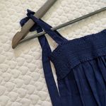 Tory Burch NWOT Smocked Shoulder-Tie Jumpsuit Size XS Navy Blue Photo 6