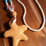 Orange Starfish Lava Stone and White and Blue Howlite Necklace Photo 0