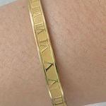 Hinge Stainless Steel Gold-tone Roman Numeral Cuff  Bangle Bracelet Photo 7