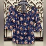 Exclusive One double layered navy blue floral lace top Photo 1