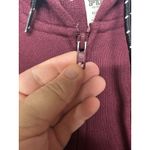 Victoria's Secret Victoria’s Secret PINK Hoodie Women’s Small Maroon Black Mesh Trim Zip Up Photo 12